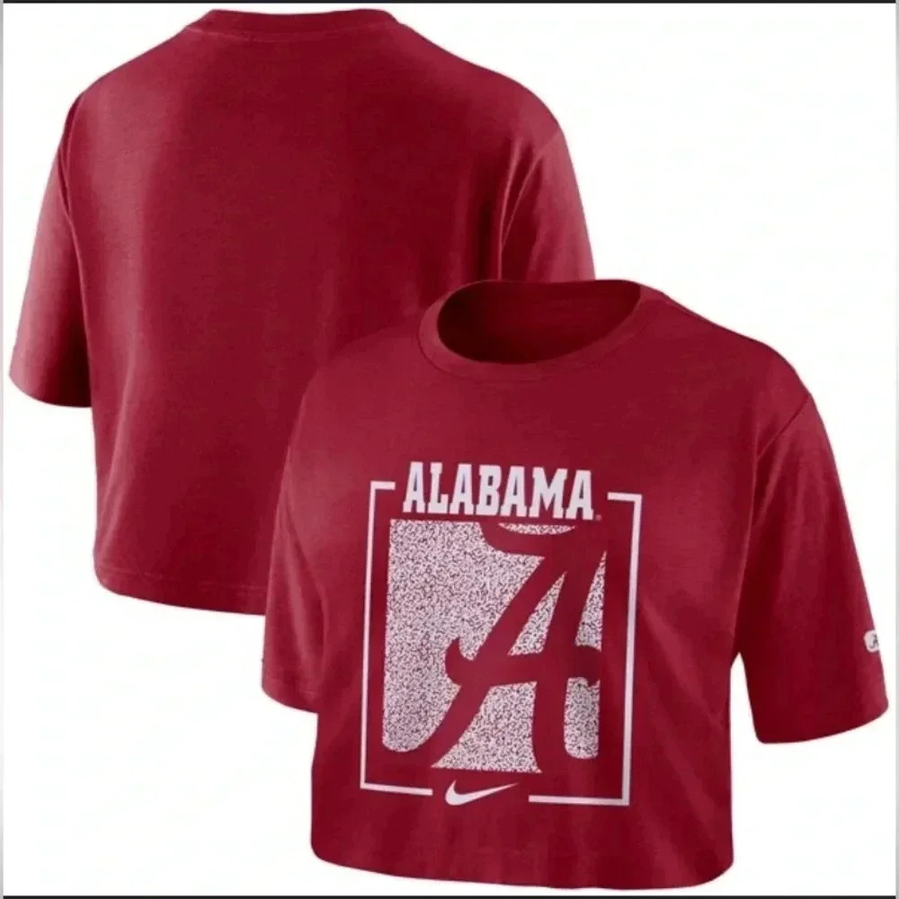 Nike‎ Alabama Crimson Tide Women Crimson Red Boxy Crop T-Shirt XL